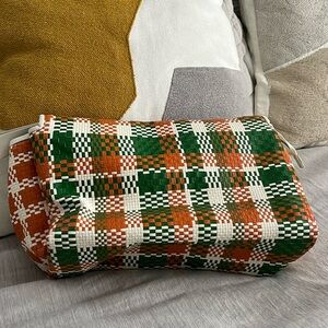 Zara woven clutch with white handle